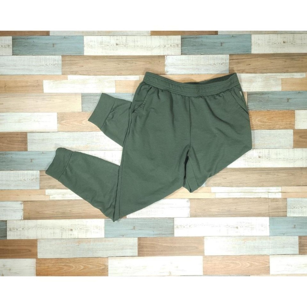 Eddie Bauer‎ Lounge Joggers Womens Medium Green Elastic Waist Pockets Sweatpants